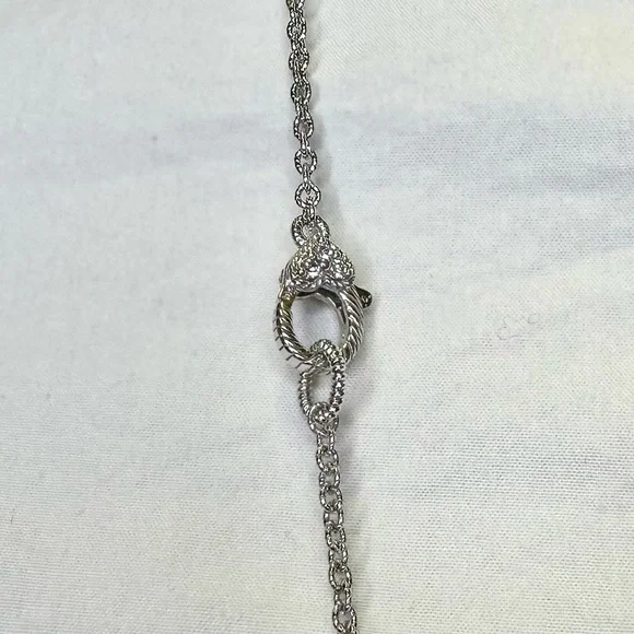 JUDITH RIPKA 925 Sterling Silver CZ Diamonique Station Chain Necklace; 36”